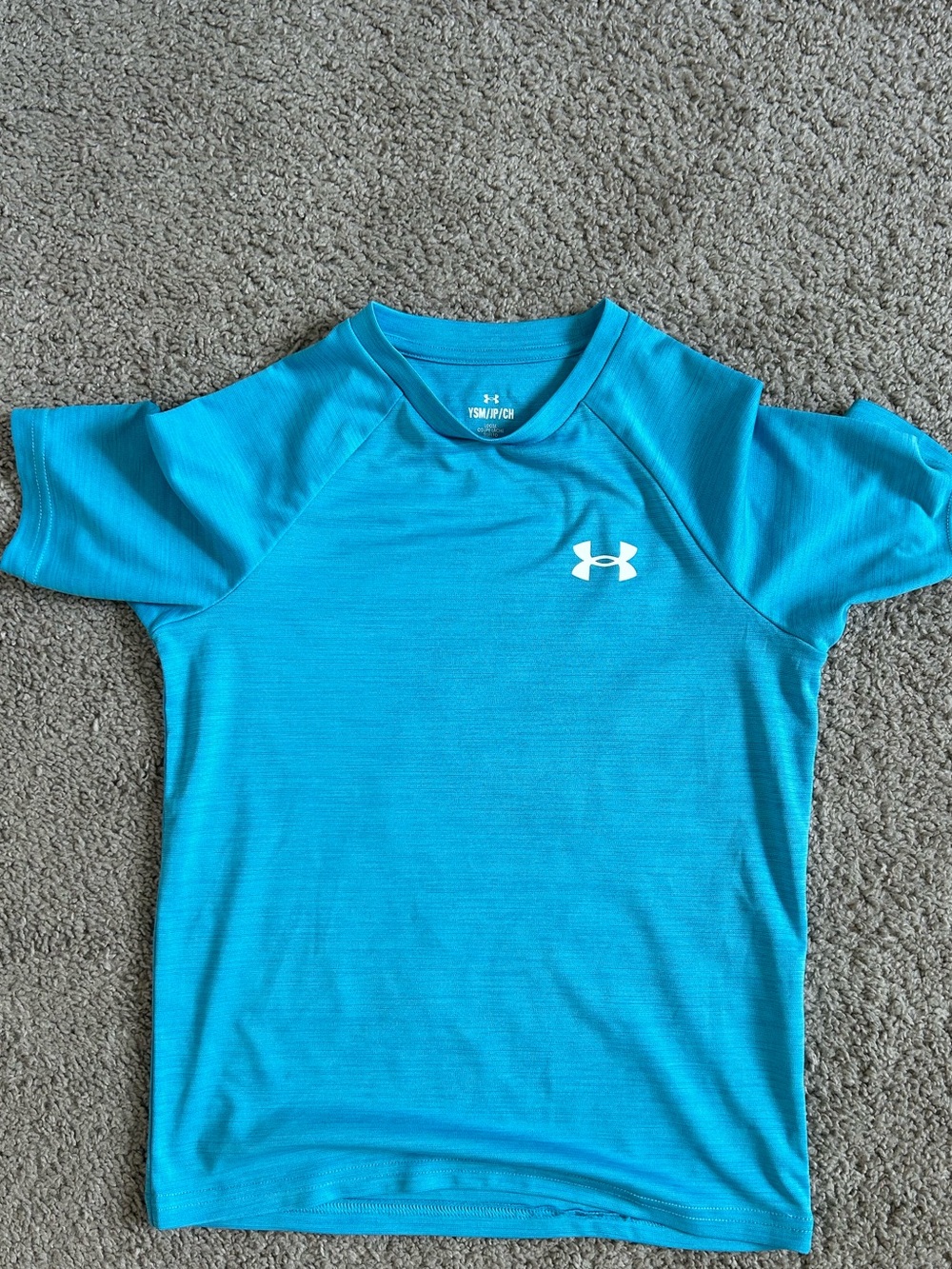 Boy Under Armour Blue Performance Tee with White Logo